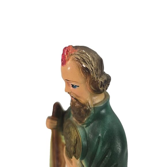 Vintage St Jude Statue 12in Chalkware Figurine Patron Saint Impossible Causes - Picture 4 of 12